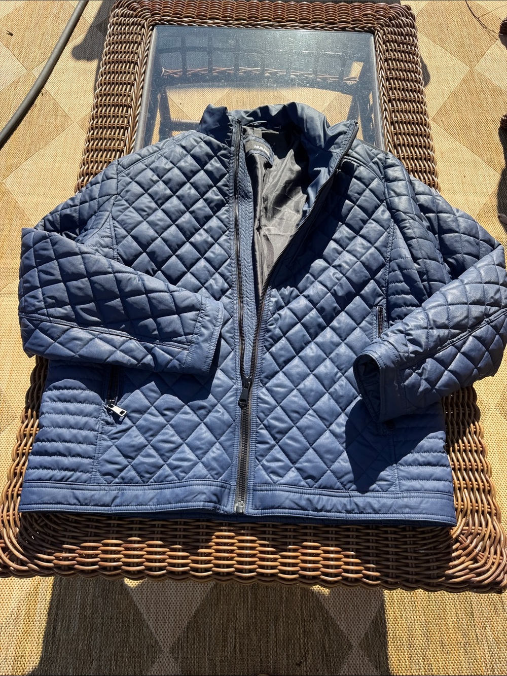 Murano Quilted Navy Blue Puffer Jacket - Zip Front